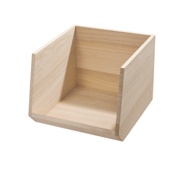 Wood opbergbox met open voorkant